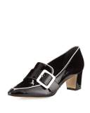 Teno Patent Buckle Loafer, Black/White