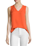 Sky Sleeveless Silk Top, Orange