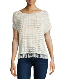 Amal Textured Top with Fringe Trim