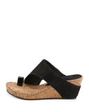 Gille Asymmetric Wedge Slide Sandal, Black