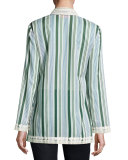 Cliff Striped Long-Sleeve Tunic, Multi