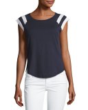 Varsity Active Sporty Muscle Tee, Ink/White