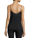 Irina Draped Stretch Silk Tank, Black