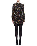 Obsession Long-Sleeve Tie-Neck Dress, Black