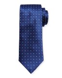Alternating Dots Silk Tie, Navy