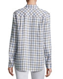 Brody Wanderlust Linen Check Button-Down Blouse