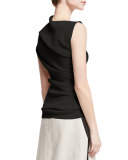 Asymmetric Ribbed Knit Top, Black
