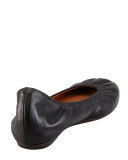 Scrunched Leather Classic Ballerina Flat, Black