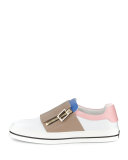 Colorblock Leather Side-Zip Sneaker, Multi