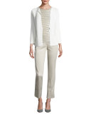 Stretch-Cotton Ankle Pants, Beige