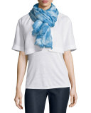 Marbleized Hues Flax Scarf, Ice Water/Multi