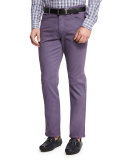Five-Pocket Stretch-Cotton Pants, Purple