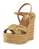 Braided Jute Wedge Sandal, Almond