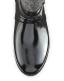 Charm Stretch Tall Rain Boot, Black/White