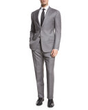 Striped Wool Two-Piece Suit, Gray