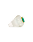 Emerald & Diamond Ring w/Stepped Rock Crystal