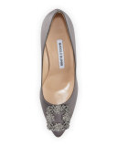 Hangisi Crystal-Buckle Satin 70mm Pump, Gray