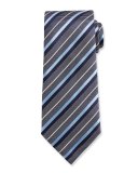 Diagonal-Stripe Woven Silk Tie, Blue