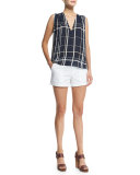 Lattice-Print Sleeveless Top