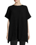 Cashmere Ribbed Easy Poncho Sweater