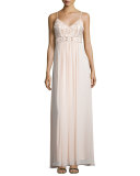 Sleeveless Embellished-Bodice Gown, Blush