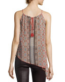 Lillian Printed Georgette Halter Top, Multicolor Pattern