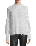 Amia Long-Sleeve Lace Top, Ecru