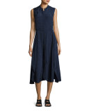 Casside Sleeveless Jacquard Midi Dress, Blue