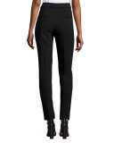 High-Rise Seamed Slim-Leg Pants, Black