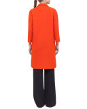 3/4-Sleeve Mid-Length Coat, Rust