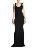 Ava Sleeveless Ponte Gown, Black