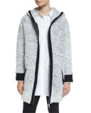 Adele Hooded Ribbed Sweater Coat, Ivory