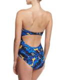 Poppy Bustier Bandeau One-Piece Swimsuit, Lapis