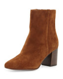 Jodi Suede Block-Heel Bootie, Wood