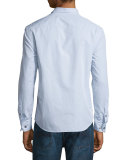 Mini Grid-Print Long-Sleeve Sport Shirt, Gray