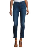 Riche Touche Classic Skinny Ankle Jeans, Medium Blue Denim
