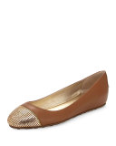 Waine Metal Mesh-Toe Ballerina Flat, Canyon/Gold