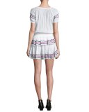 Poppy Baja Embroidery Cotton Mini Dress, White