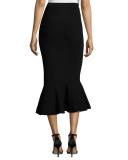 Stretch-Knit Mermaid Midi Skirt, Black