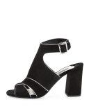 Suede Cutout Ankle-Wrap Sandal