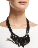 Multi-Pendant Leather-Cord Necklace, Black