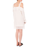 Cold-Shoulder Eyelet-Hem Dress
