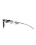 Transfer Rounded Square Sunglasses, White/Brown