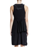 Sleeveless Scoop-Neck Tiered Dress, Black