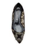 Hangisi Crystal-Buckle Lace Flat