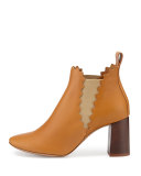 Scalloped Leather Chelsea Boot, Peanut Butter