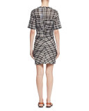 Wallace Ruched Plaid Dress, Black