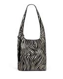 Finley Courier Zebra Calf-Hair Hobo Bag, Black/White