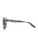 Round Acetate Sunglasses w/ Clip-On Lenses, White Gold/Horn