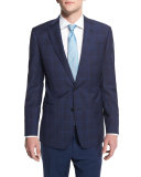 G-Line Large Plaid Wool Sport Coat, Navy